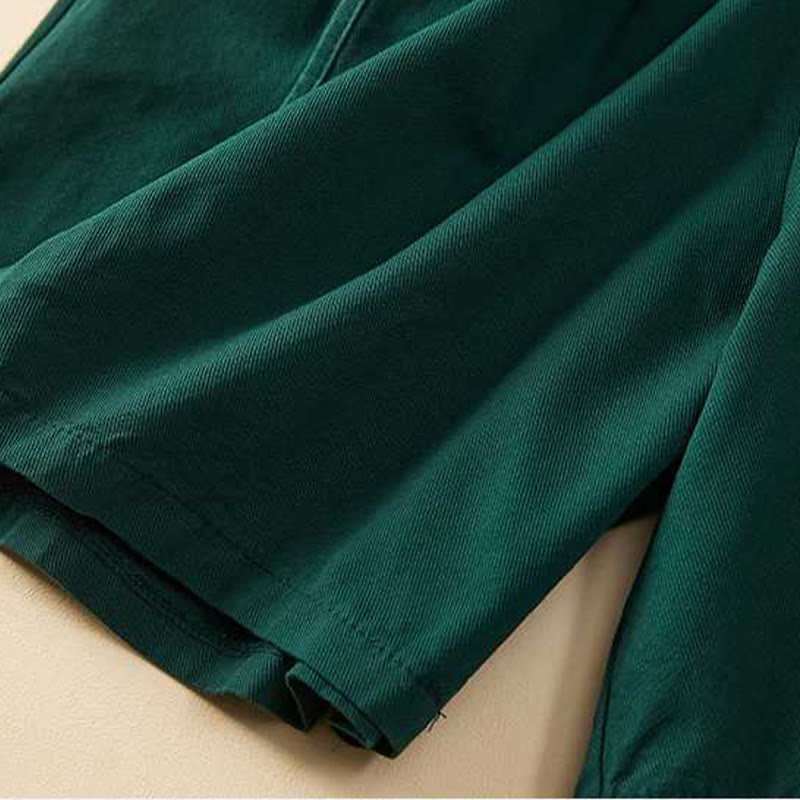 Pantalones cortos casuales sueltos de algodón liso de verano para mujer con bolsillos de Buddha Stones