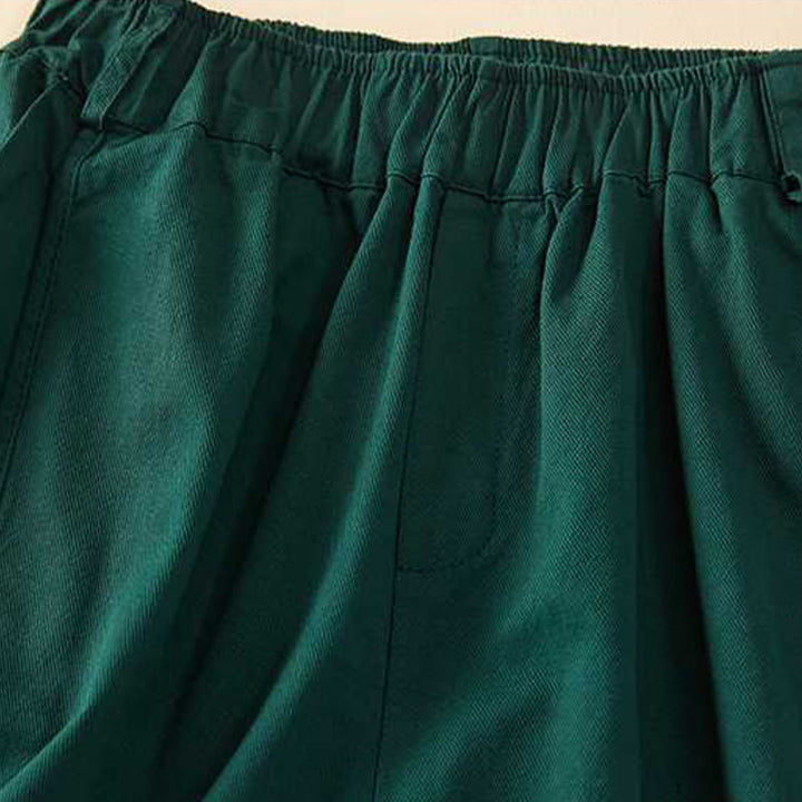 Pantalones cortos casuales sueltos de algodón liso de verano para mujer con bolsillos de Buddha Stones