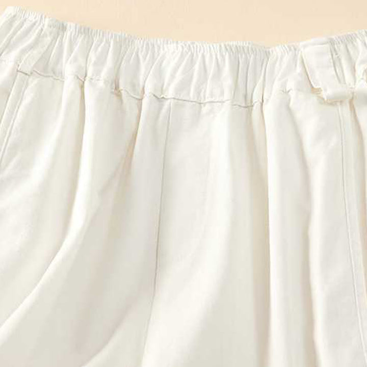 Pantalones cortos casuales sueltos de algodón liso de verano para mujer con bolsillos de Buddha Stones