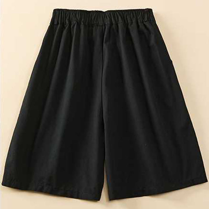 Pantalones cortos casuales sueltos de algodón liso de verano para mujer con bolsillos de Buddha Stones