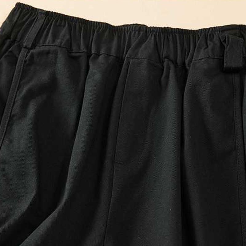 Pantalones cortos casuales sueltos de algodón liso de verano para mujer con bolsillos de Buddha Stones