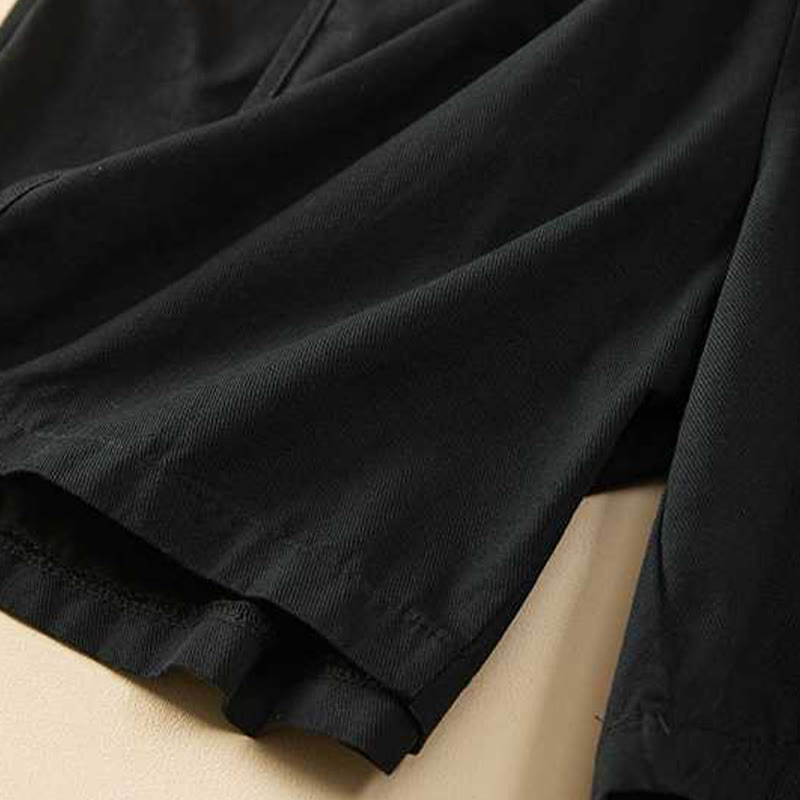 Pantalones cortos casuales sueltos de algodón liso de verano para mujer con bolsillos de Buddha Stones