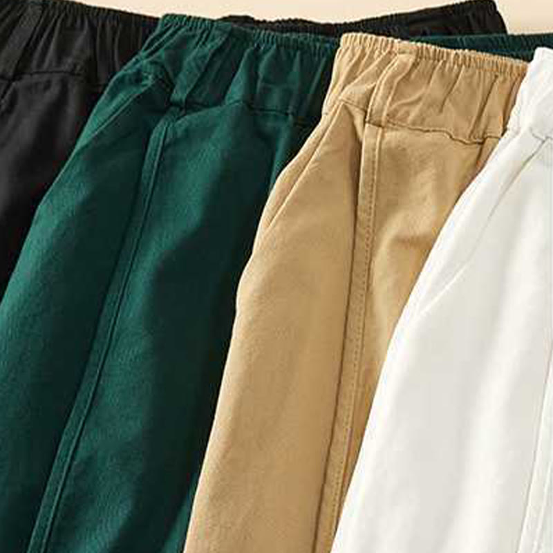 Pantalones cortos casuales sueltos de algodón liso de verano para mujer con bolsillos de Buddha Stones