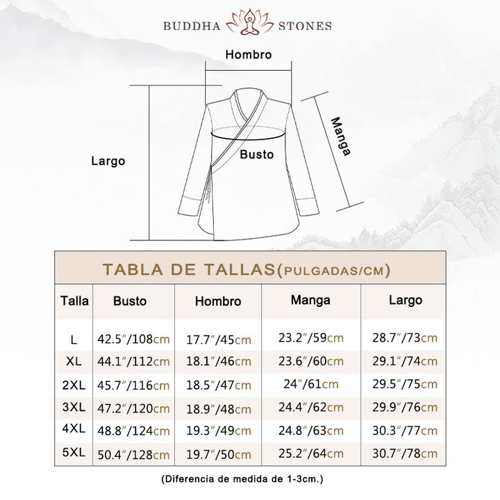 Traje de espiga de algodón y lino con botones de rana y color liso con Buddha Stones para hombre  - image 3