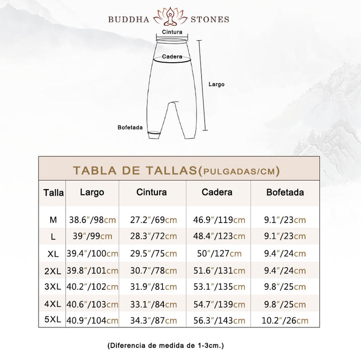 Pantalones harén largos de algodón con estampado de hojas, vides y Buddha Stones para hombre con bolsillos - image 3