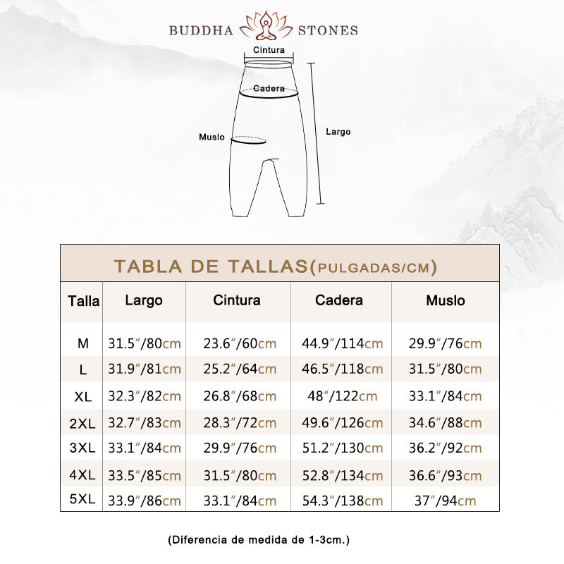 Pantalones harén largos de algodón con bolsillos para hombre con estampado de flores, hojas, Buddha Stones y pintura en marrón y azul - image 12