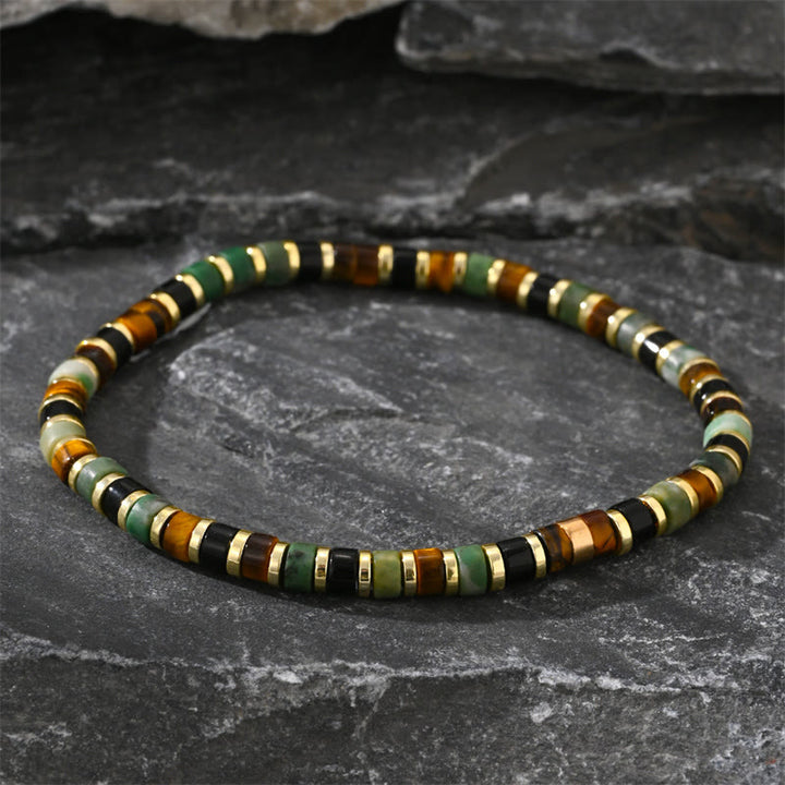 Pulsera de soporte con piedras de ojo de tigre y hematita natural de Buddha Stones