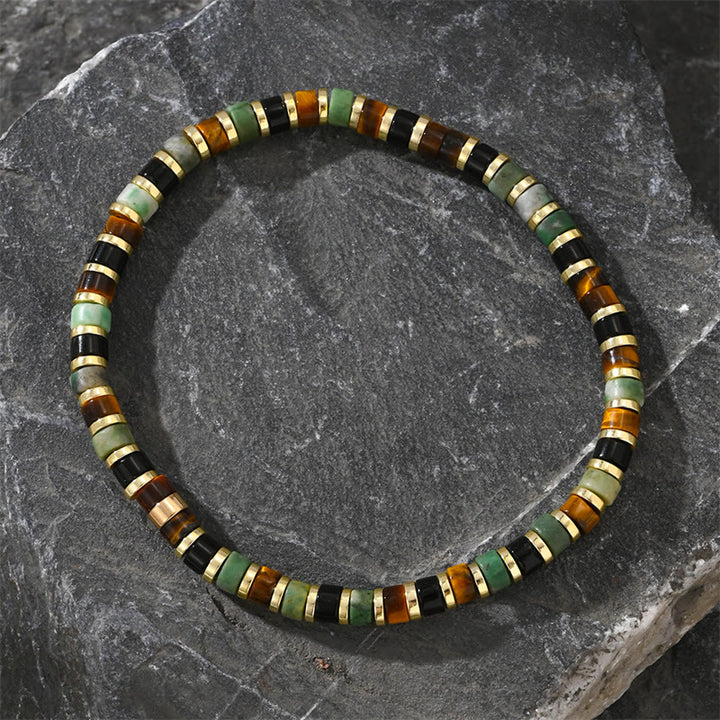 Pulsera de soporte con piedras de ojo de tigre y hematita natural de Buddha Stones