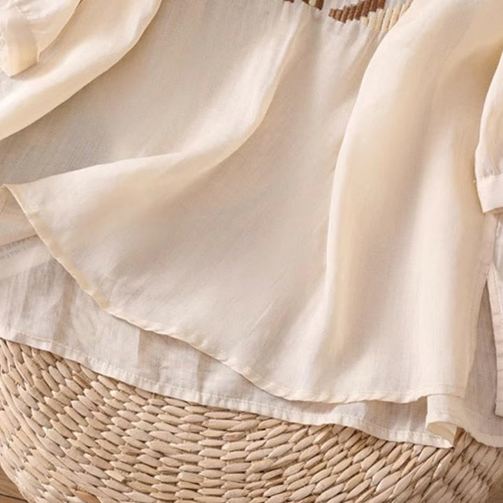 Camiseta informal de licra con bordado simétrico de Buddha Stones para mujer, cuello redondo, manga corta - image 39