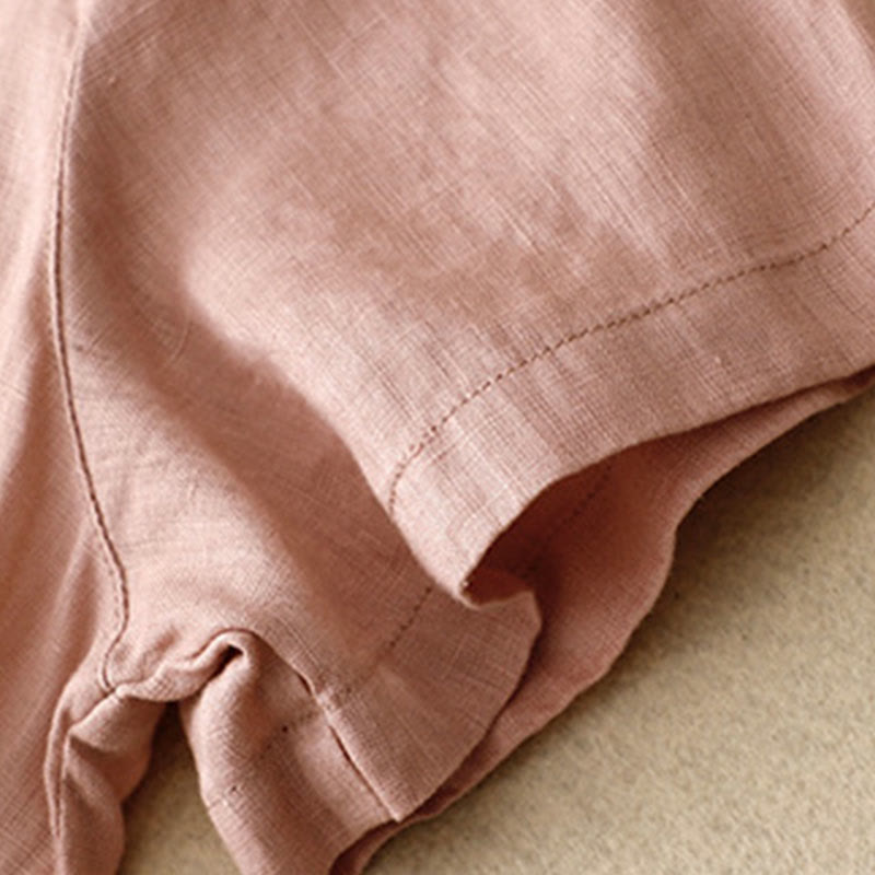 Vestido midi informal de lino y algodón con cuello redondo, volantes y botones, manga corta, para mujer, de Buddha Stones - image 18