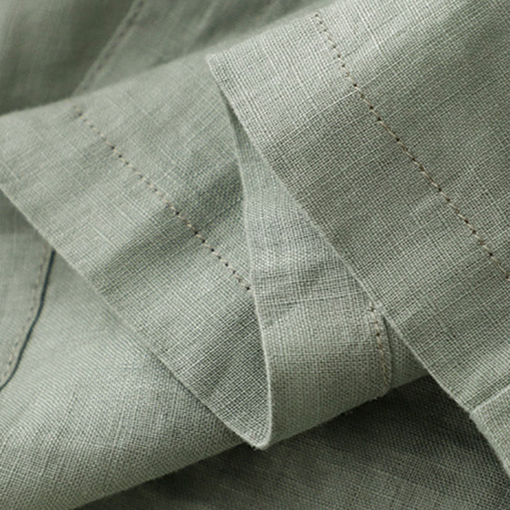 Vestido midi informal de lino y algodón con cuello redondo, volantes y botones, manga corta, para mujer, de Buddha Stones - image 7