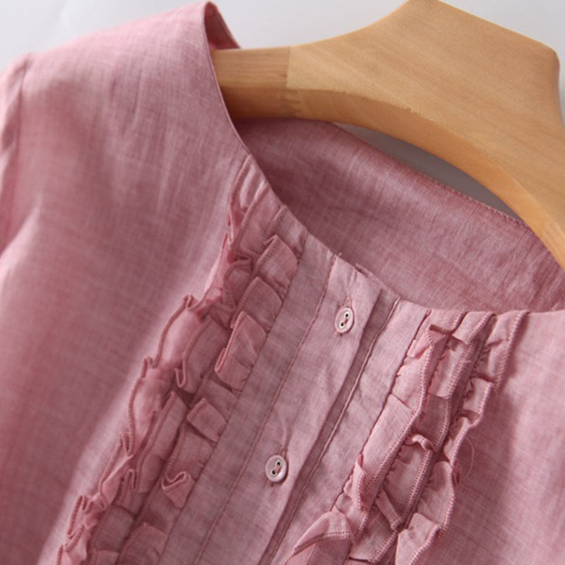 Vestido midi informal con volantes, manga corta, cordones y bolsillos para mujer de Buddha Stones - image 10