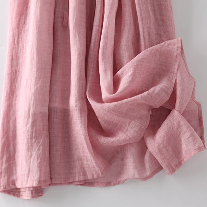 Vestido midi informal con volantes, manga corta, cordones y bolsillos para mujer de Buddha Stones - image 13