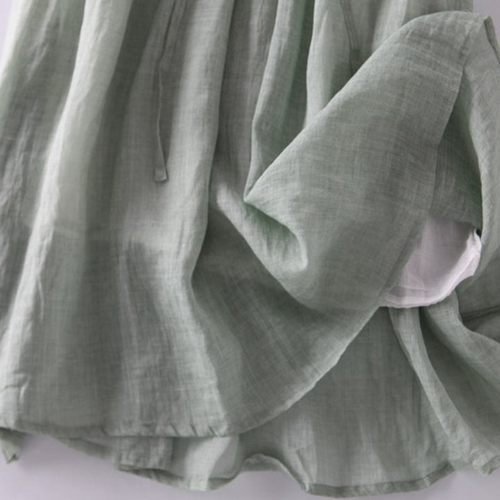 Vestido midi informal con volantes, manga corta, cordones y bolsillos para mujer de Buddha Stones - image 7