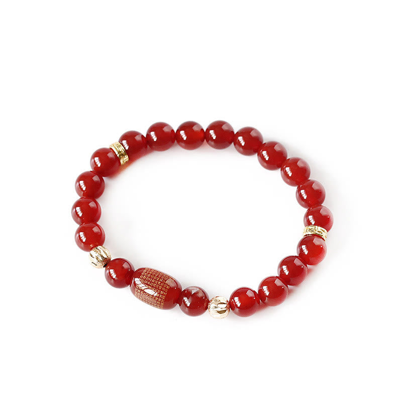 Buddha Stones Ágata roja natural Ágata verde Sutras budistas Pulsera tranquila
