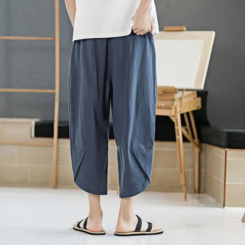 Pantalones de verano para hombre Buddha Stones, color liso, largo 7-8, con cordón ajustable y bolsillos. - image 23