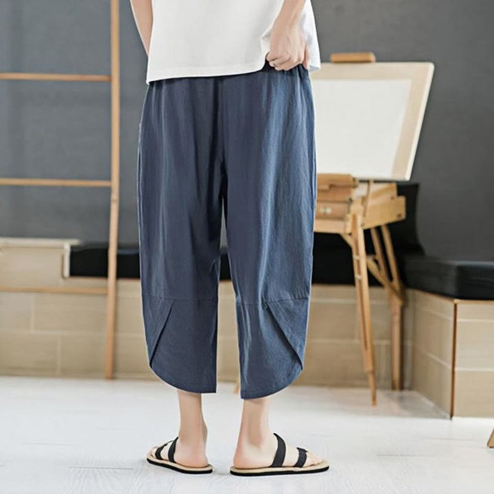 Pantalones de verano para hombre Buddha Stones, color liso, largo 7-8, con cordón ajustable y bolsillos. - image 23