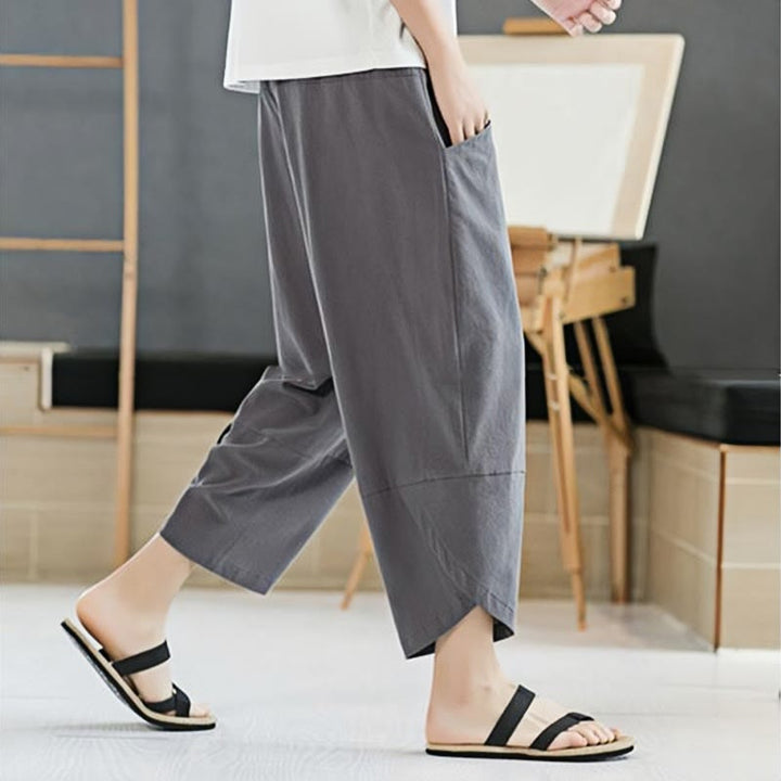 Pantalones de verano para hombre Buddha Stones, color liso, largo 7-8, con cordón ajustable y bolsillos. - image 16