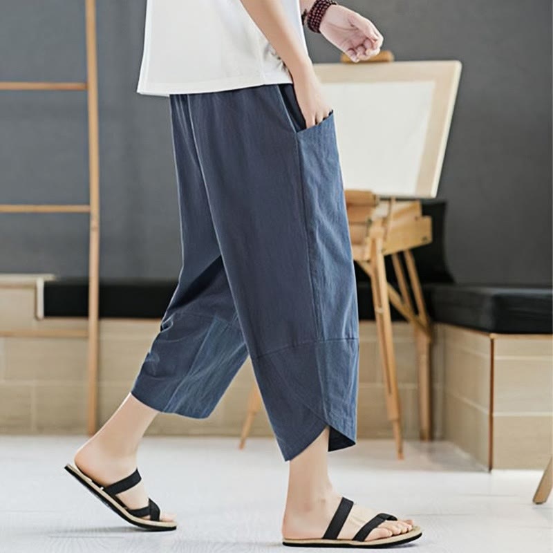 Pantalones de verano para hombre Buddha Stones, color liso, largo 7-8, con cordón ajustable y bolsillos. - image 24
