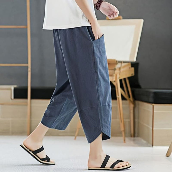 Pantalones de verano para hombre Buddha Stones, color liso, largo 7-8, con cordón ajustable y bolsillos. - image 24