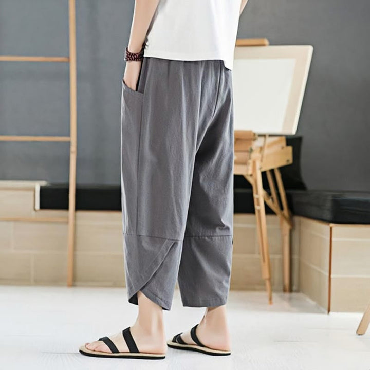 Pantalones de verano para hombre Buddha Stones, color liso, largo 7-8, con cordón ajustable y bolsillos. - image 15