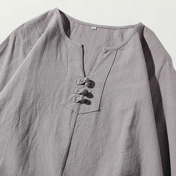 Conjunto de 2 Buddha Stones de camiseta con cuello entallado y pantalones cortos anchos de 7-8 pulgadas con bolsillos, de algodón y lino, para meditación de hombre.
