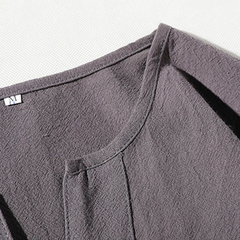Conjunto de ropa de meditación para hombre Buddha Stones de 2 piezas: camiseta lisa con cuello con muescas y pantalones cortos de pierna ancha con bolsillos. - image 5