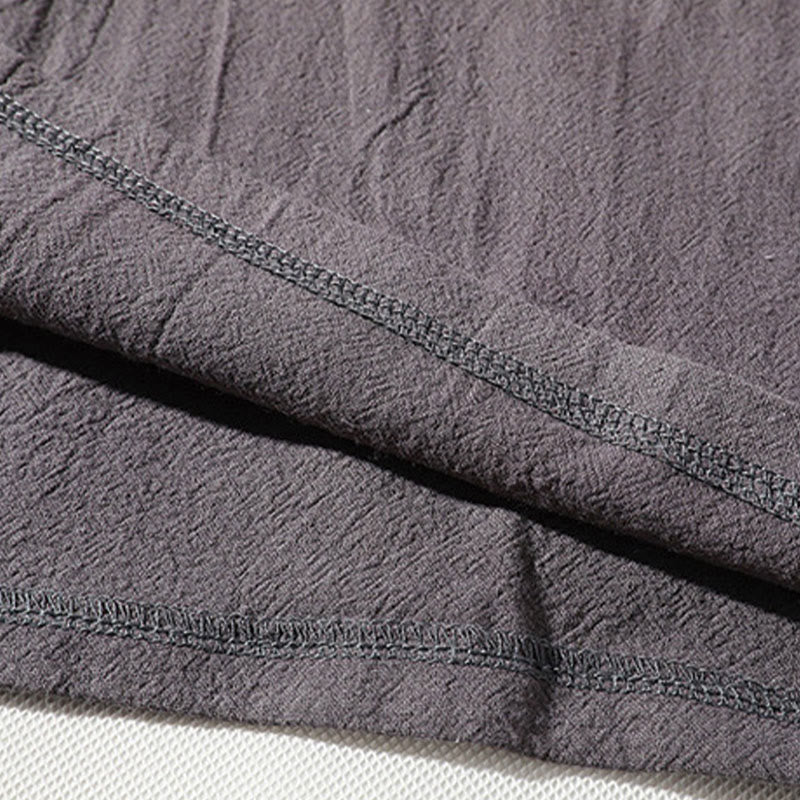 Conjunto de 2 Buddha Stones de camiseta con cuello entallado y pantalones cortos anchos de 7-8 pulgadas con bolsillos, de algodón y lino, para meditación de hombre.