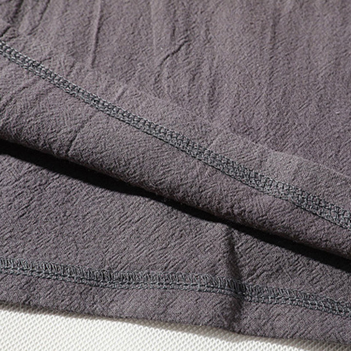 Conjunto de 2 Buddha Stones de camiseta con cuello entallado y pantalones cortos anchos de 7-8 pulgadas con bolsillos, de algodón y lino, para meditación de hombre.