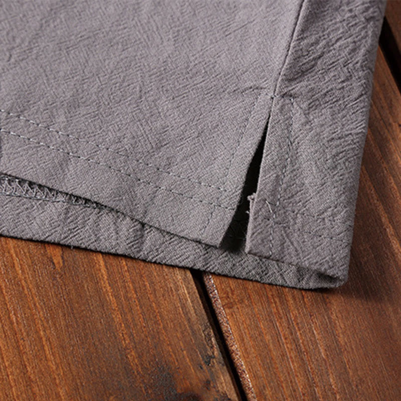 Conjunto de 2 camisetas de manga corta con cuello entallado y bolsillos de algodón y lino para meditación de Buddha Stones para hombre. - image 12