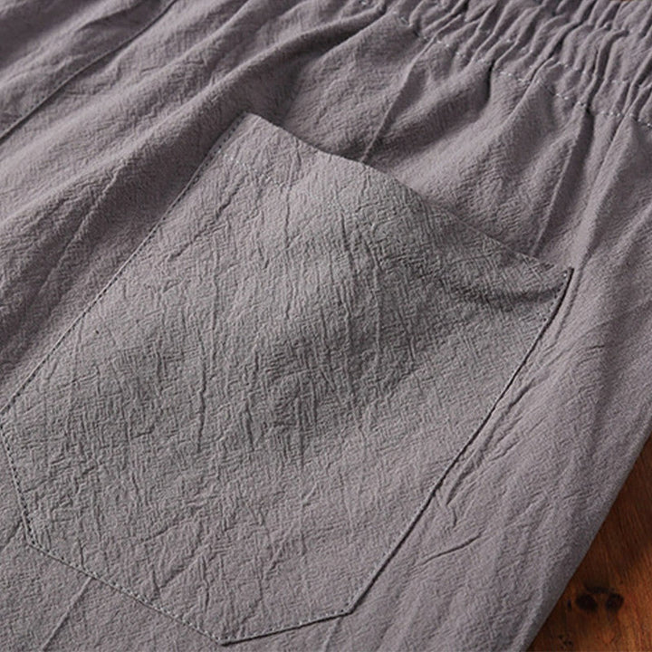 Conjunto de 2 camisetas de manga corta con cuello entallado y bolsillos de algodón y lino para meditación de Buddha Stones para hombre. - image 17