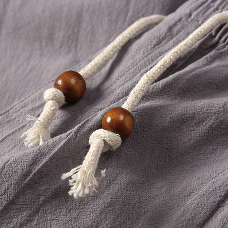 Conjunto de 2 camisetas de manga corta con cuello entallado y bolsillos de algodón y lino para meditación de Buddha Stones para hombre. - image 15