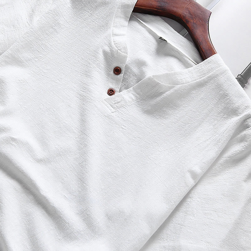 Conjunto informal de 2 piezas para hombre con estampado de Buddha Stones : camiseta de manga corta lisa con bolsillos, ideal para meditación. - image 2