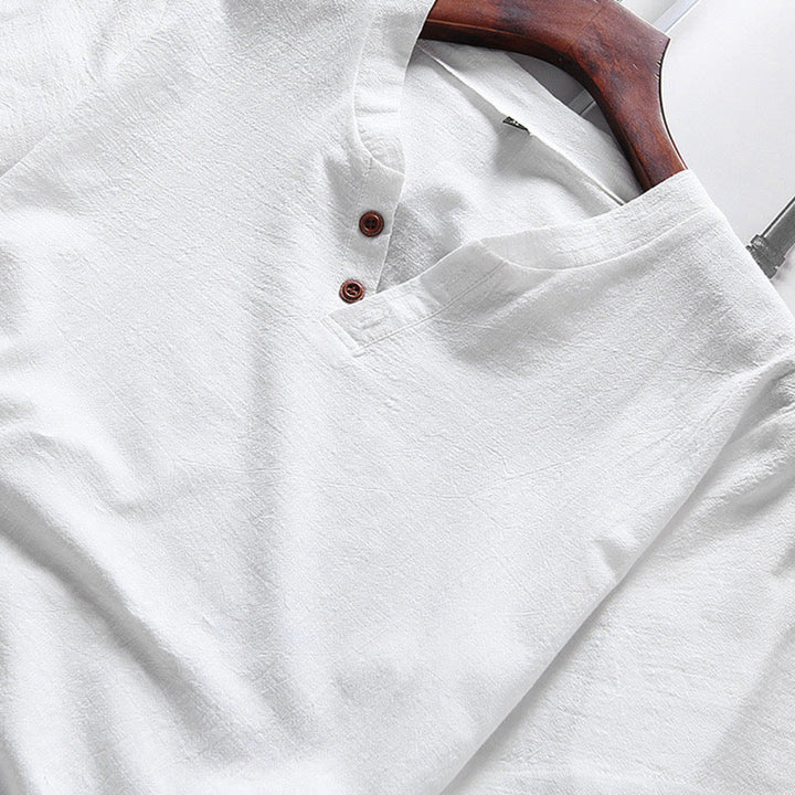 Conjunto informal de 2 piezas para hombre con estampado de Buddha Stones : camiseta de manga corta lisa con bolsillos, ideal para meditación. - image 2