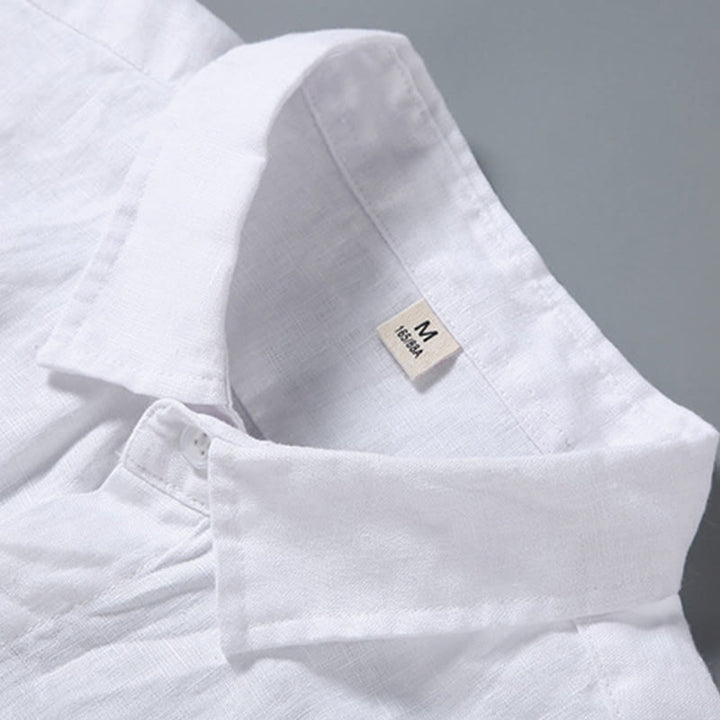 Camisa de manga corta de algodón con botones de color puro para hombre, informal, de verano, con estampado de Buddha Stones y bolsillo - image 6