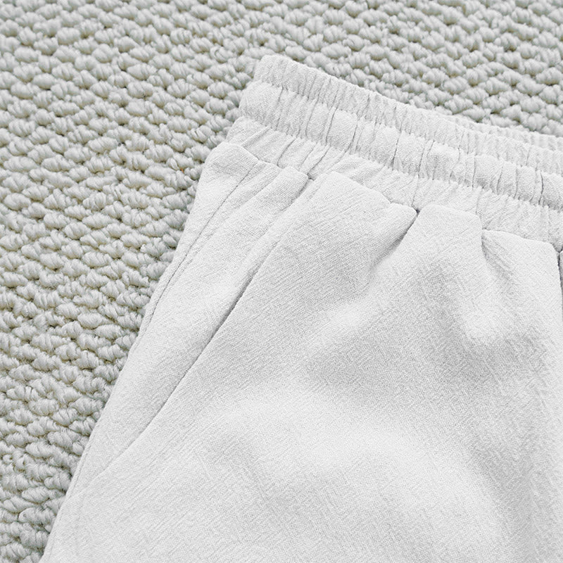 Pantalones de lino y algodón con diseño de empalme de colores lisos de verano para mujer con bolsillos y Buddha Stones - image 4