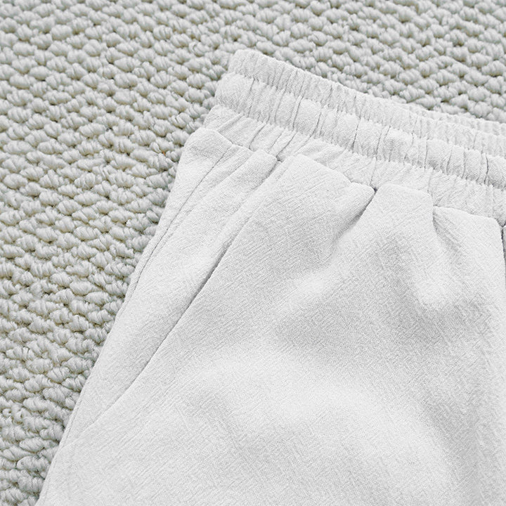 Pantalones de lino y algodón con diseño de empalme de colores lisos de verano para mujer con bolsillos y Buddha Stones - image 4