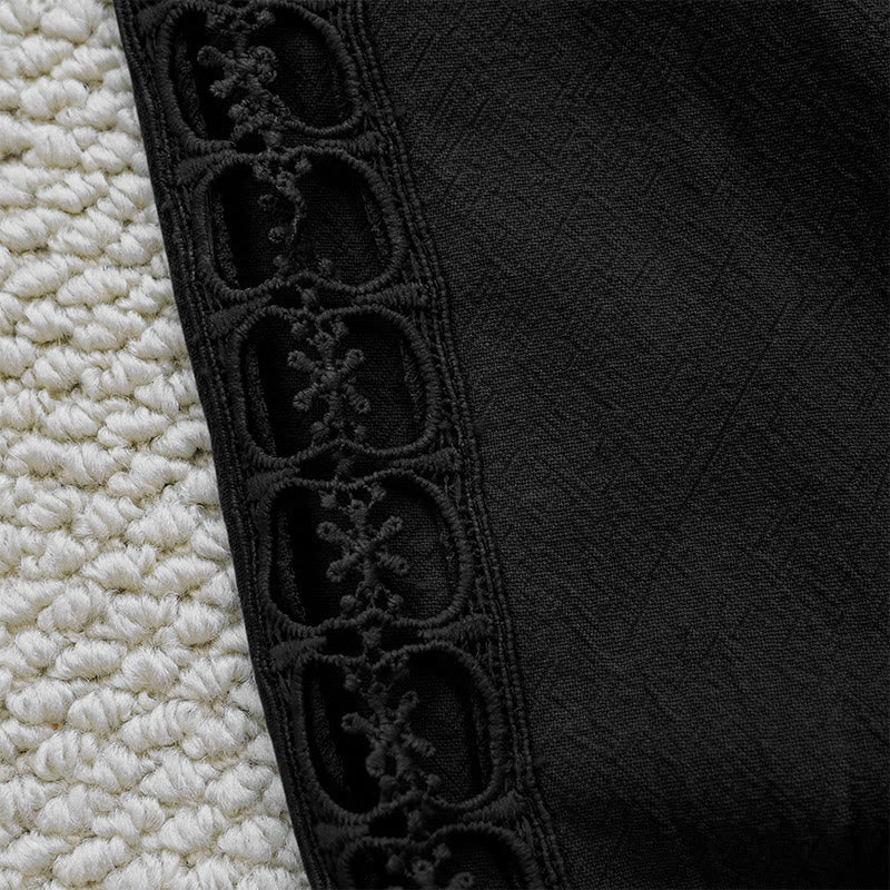 Pantalones de lino y algodón con diseño de empalme de colores lisos de verano para mujer con bolsillos y Buddha Stones - image 12