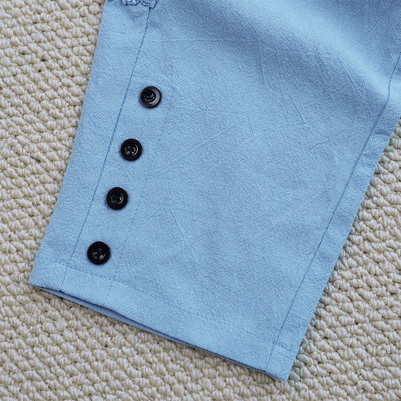 Pantalones de lino y algodón con diseño de empalme de colores lisos de verano para mujer con bolsillos y Buddha Stones - image 34