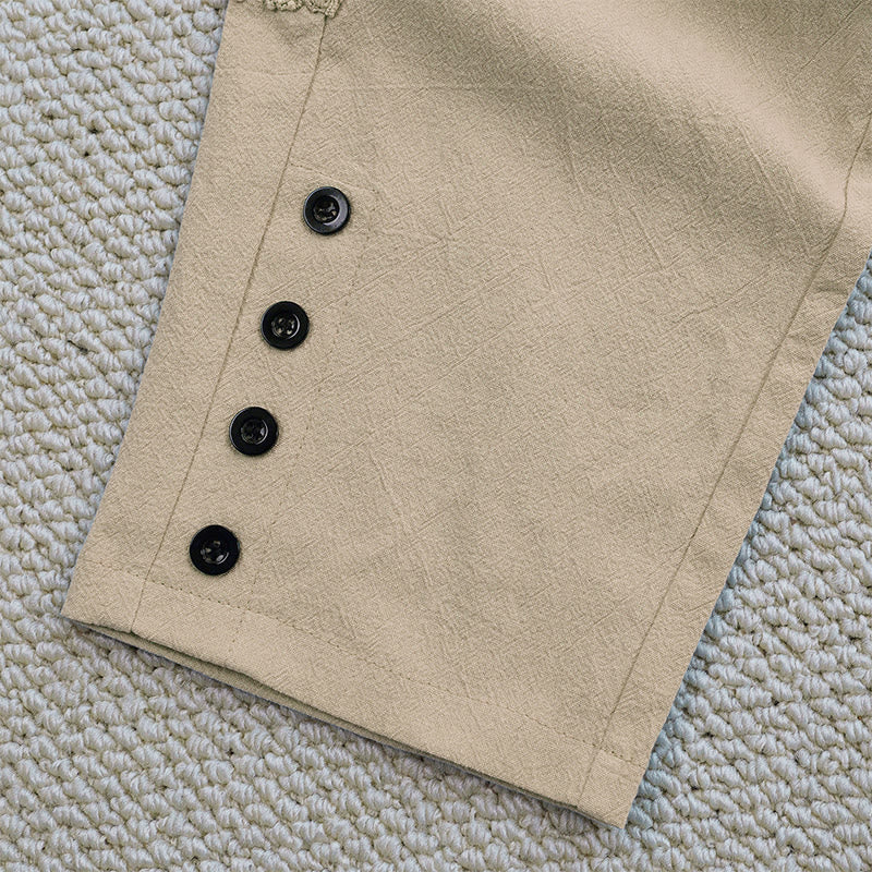 Pantalones de lino y algodón con diseño de empalme de colores lisos de verano para mujer con bolsillos y Buddha Stones - image 27