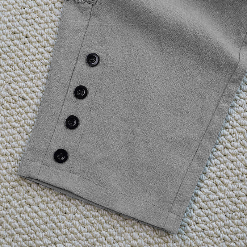 Pantalones de lino y algodón con diseño de empalme de colores lisos de verano para mujer con bolsillos y Buddha Stones - image 20