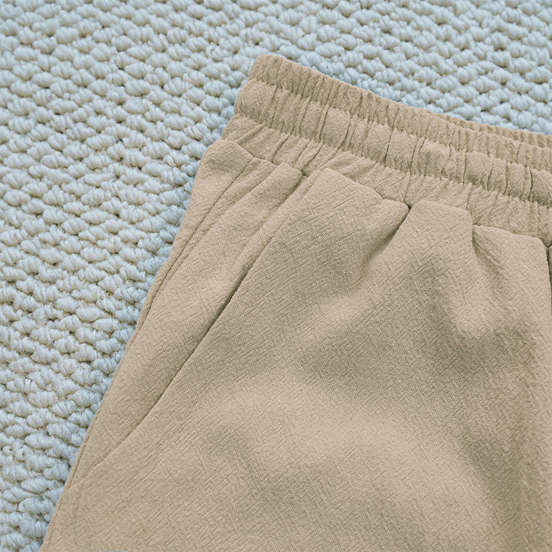 Pantalones de lino y algodón con diseño de empalme de colores lisos de verano para mujer con bolsillos y Buddha Stones - image 26