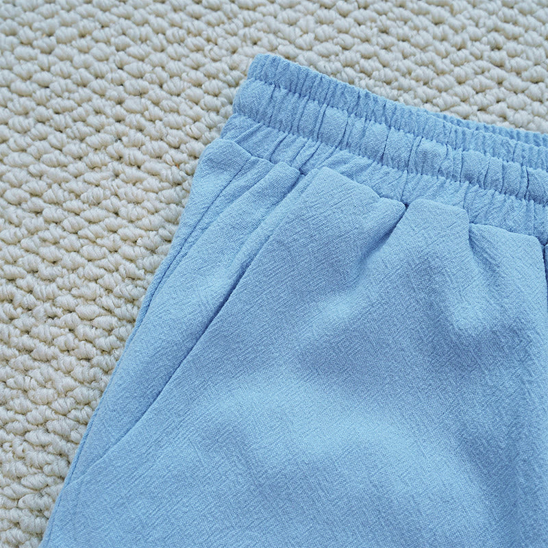 Pantalones de lino y algodón con diseño de empalme de colores lisos de verano para mujer con bolsillos y Buddha Stones - image 32