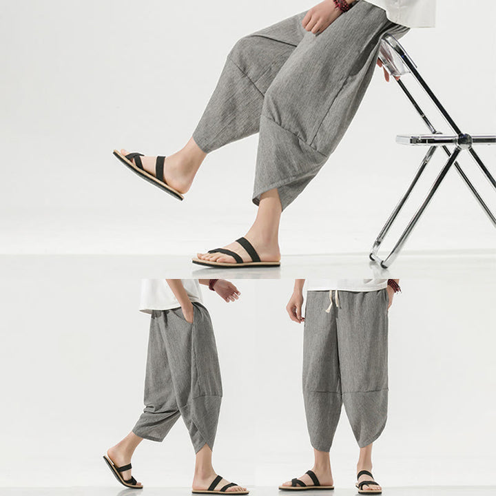 Pantalones Buddha Stones para hombre, con diseño sencillo y liso, con cordón ajustable, de 7 a 8 pulgadas de largo y bolsillos. - image 5