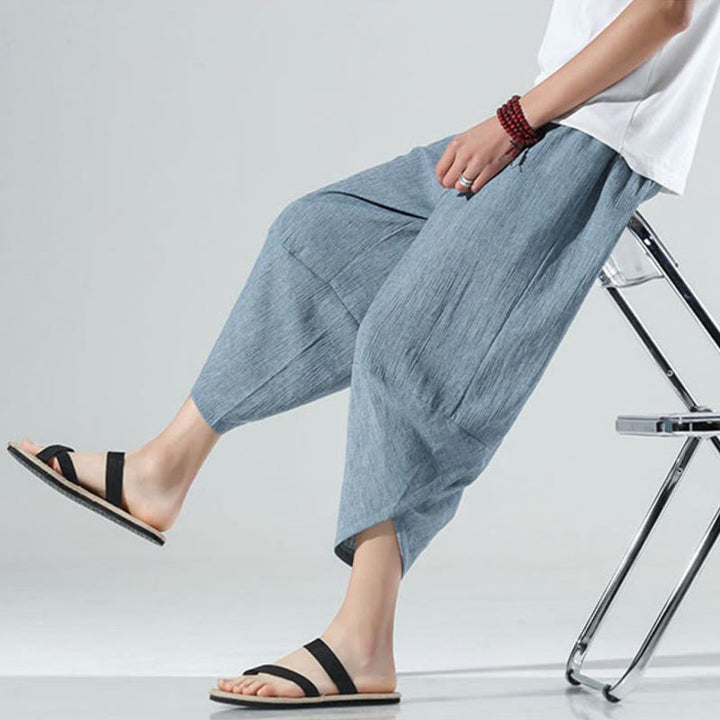 Pantalones Buddha Stones para hombre, con diseño sencillo y liso, con cordón ajustable, de 7 a 8 pulgadas de largo y bolsillos. - image 19