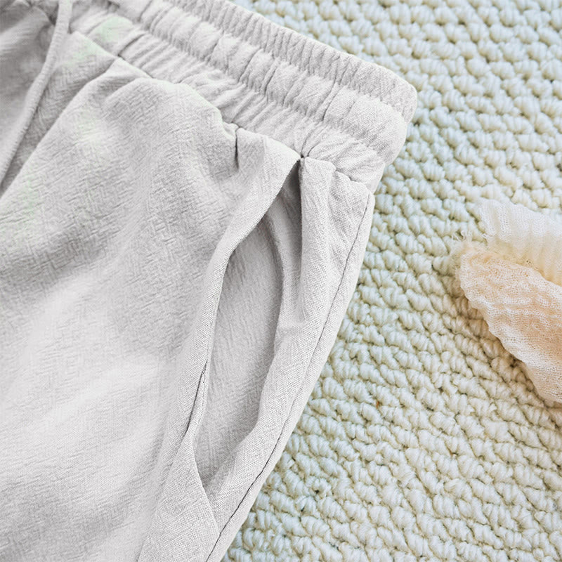 Pantalones de lino y algodón con cordón ajustable para mujer, con diseño de patchwork liso de verano y bolsillos, con Buddha Stones