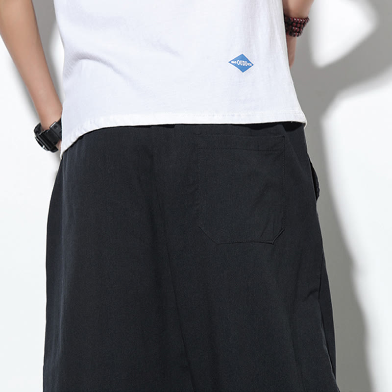 Pantalones harén de lino para hombre, informales, de verano, con cordón ajustable, de longitud 7-8 y bolsillos, de Buddha Stones - image 27