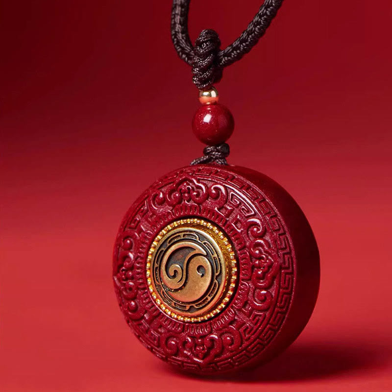 Collar con colgante de cuerda con Buddha Stones, cinabrio natural, Om Mani Padme Hum, escritura giratoria, patrón Yin Yang, bendición - image 3