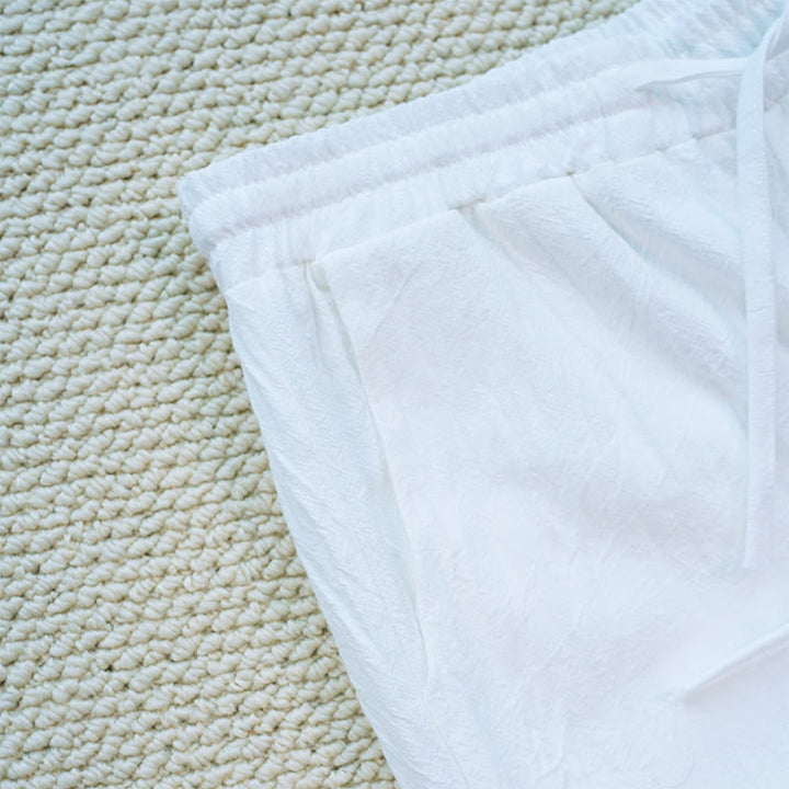 Pantalones de lino y algodón con bolsillos para mujer, diseño de patchwork, liso, con diseño floral y encaje, de Buddha Stones Summer Daily - image 6