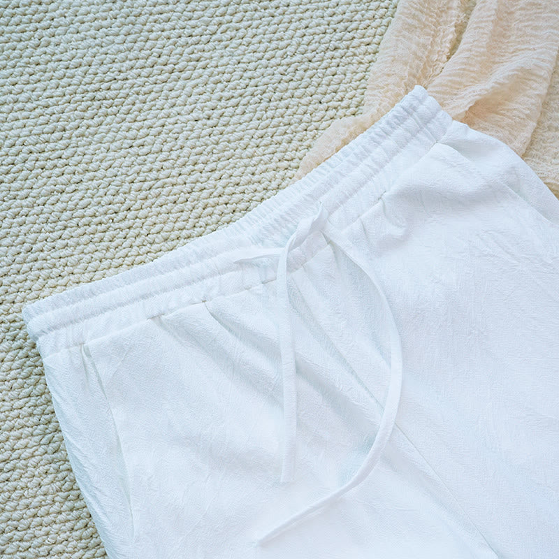 Pantalones de lino y algodón con bolsillos para mujer, diseño de patchwork, liso, con diseño floral y encaje, de Buddha Stones Summer Daily - image 5